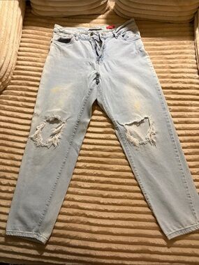 Celebrity Pink Light Blue Distressed Boyfriend Jeans